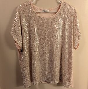 Rose Gold Sequin Blouse by Lavish Silky Back